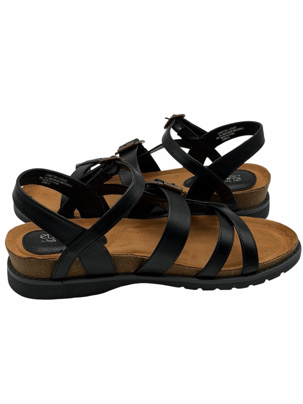 Eurosoft Lesley Black Comfort Sandals Women’s Size 8M Adjustable Buckle - Picture 5 of 11
